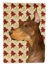 Load image into Gallery viewer, Doberman Fall Leaves Portrait Garden Flag – Decorative Outdoor Yard Flag