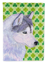 Load image into Gallery viewer, Siberian Husky St. Patrick's Day Shamrock Portrait Flag Canvas House Size
