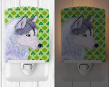 Load image into Gallery viewer, Siberian Husky St. Patrick's Day Shamrock Portrait Ceramic Night Light SS4395CNL