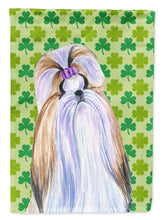 Load image into Gallery viewer, Shih Tzu St. Patrick's Day Shamrock Portrait Garden Flag – Decorative Outdoor Yard Flag