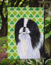 Load image into Gallery viewer, Japanese Chin St. Patrick's Day Shamrock Portrait Garden Flag – Decorative Outdoor Yard Flag