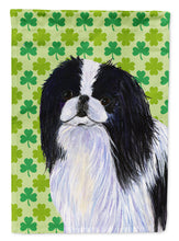 Load image into Gallery viewer, Japanese Chin St. Patrick's Day Shamrock Portrait Garden Flag – Decorative Outdoor Yard Flag