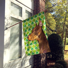 Load image into Gallery viewer, Doberman St. Patrick's Day Shamrock Portrait Flag Canvas House Size