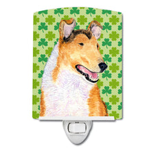 Load image into Gallery viewer, Collie Smooth St. Patrick's Day Shamrock Portrait Ceramic Night Light SS4401CNL