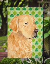 Load image into Gallery viewer, Golden Retriever St. Patrick's Day Shamrock Portrait Garden Flag – Decorative Outdoor Yard Flag