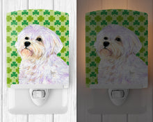 Load image into Gallery viewer, Maltese St. Patrick's Day Shamrock Portrait Ceramic Night Light SS4412CNL