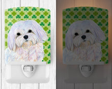 Load image into Gallery viewer, Maltese St. Patrick's Day Shamrock Portrait Ceramic Night Light SS4413CNL