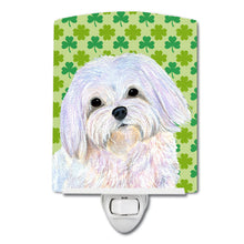 Load image into Gallery viewer, Maltese St. Patrick's Day Shamrock Portrait Ceramic Night Light SS4413CNL