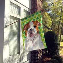 Load image into Gallery viewer, Bulldog English St. Patrick's Day Shamrock Flag Canvas House Size
