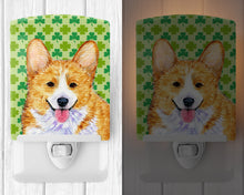 Load image into Gallery viewer, Corgi St. Patrick's Day Shamrock Portrait Ceramic Night Light SS4417CNL