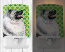 Load image into Gallery viewer, Keeshond St. Patrick's Day Shamrock Portrait Ceramic Night Light SS4419CNL