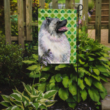 Load image into Gallery viewer, Keeshond St. Patrick's Day Shamrock Portrait Garden Flag – Decorative Outdoor Yard Flag