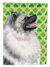 Load image into Gallery viewer, Keeshond St. Patrick's Day Shamrock Portrait Garden Flag – Decorative Outdoor Yard Flag