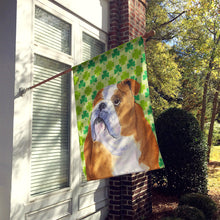 Load image into Gallery viewer, Bulldog English St. Patrick's Day Shamrock Flag Canvas House Size