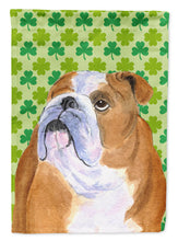 Load image into Gallery viewer, Bulldog English St. Patrick's Day Shamrock Portrait Garden Flag – Decorative Outdoor Yard Flag
