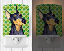 Load image into Gallery viewer, Doberman St. Patrick's Day Shamrock Portrait Ceramic Night Light SS4426CNL