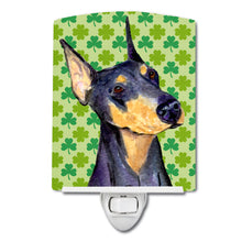 Load image into Gallery viewer, Doberman St. Patrick's Day Shamrock Portrait Ceramic Night Light SS4426CNL