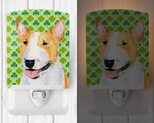 Load image into Gallery viewer, Bull Terrier St. Patrick's Day Shamrock Portrait Ceramic Night Light SS4427CNL