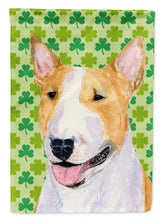 Load image into Gallery viewer, Bull Terrier St. Patrick's Day Shamrock Portrait Garden Flag – Decorative Outdoor Yard Flag