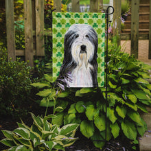 Load image into Gallery viewer, Bearded Collie St. Patrick's Day Shamrock Portrait Garden Flag – Decorative Outdoor Yard Flag