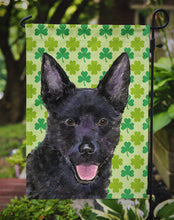 Load image into Gallery viewer, Australian Kelpie St. Patrick's Day Shamrock Portrait Garden Flag – Decorative Outdoor Yard Flag