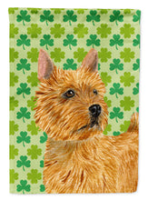Load image into Gallery viewer, Norwich Terrier St. Patrick's Day Shamrock Portrait Flag Canvas House Size