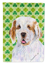 Load image into Gallery viewer, Clumber Spaniel St. Patrick's Day Shamrock Portrait Garden Flag – Decorative Outdoor Yard Flag
