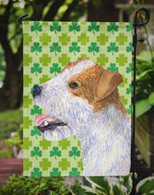 Load image into Gallery viewer, Jack Russell Terrier St. Patrick's Day Shamrock Portrait Garden Flag – Decorative Outdoor Yard Flag