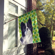 Load image into Gallery viewer, Papillon St. Patrick's Day Shamrock Portrait Flag Canvas House Size
