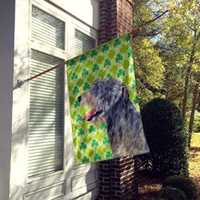 Load image into Gallery viewer, Irish Wolfhound St. Patrick's Day Shamrock Portrait Flag Canvas House Size