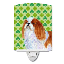Load image into Gallery viewer, English Toy Spaniel St. Patrick's Day Shamrock Portrait Ceramic Night Light SS4438CNL
