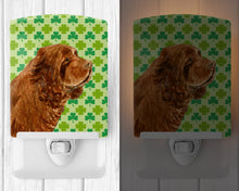 Load image into Gallery viewer, Sussex Spaniel St. Patrick's Day Shamrock Portrait Ceramic Night Light SS4441CNL