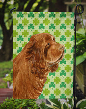Load image into Gallery viewer, Sussex Spaniel St. Patrick's Day Shamrock Portrait Garden Flag – Decorative Outdoor Yard Flag