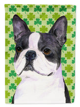 Load image into Gallery viewer, Boston Terrier St. Patrick's Day Shamrock Portrait Flag Canvas House Size