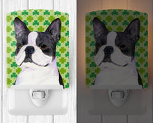 Load image into Gallery viewer, Boston Terrier St. Patrick's Day Shamrock Portrait Ceramic Night Light SS4447CNL