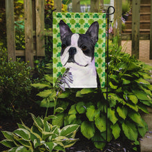 Load image into Gallery viewer, Boston Terrier St. Patrick's Day Shamrock Portrait Garden Flag – Decorative Outdoor Yard Flag