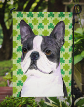 Load image into Gallery viewer, Boston Terrier St. Patrick's Day Shamrock Portrait Garden Flag – Decorative Outdoor Yard Flag