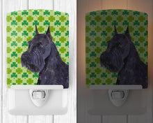 Load image into Gallery viewer, Schnauzer Giant St. Patrick's Day Shamrock Portrait Ceramic Night Light SS4454CNL