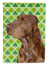 Load image into Gallery viewer, Field Spaniel St. Patrick's Day Shamrock Portrait Garden Flag – Decorative Outdoor Yard Flag