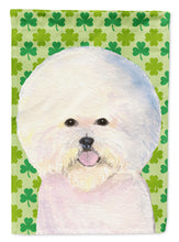 Load image into Gallery viewer, Bichon Frise St. Patrick's Day Shamrock Portrait Flag Canvas House Size