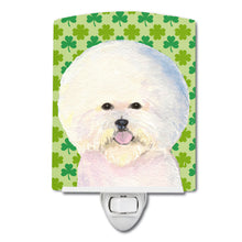 Load image into Gallery viewer, Bichon Frise St. Patrick's Day Shamrock Portrait Ceramic Night Light SS4457CNL