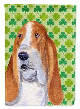 Load image into Gallery viewer, Basset Hound St. Patrick's Day Shamrock Portrait Flag Canvas House Size