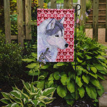 Load image into Gallery viewer, Siberian Husky Hearts Love Valentine's Day Garden Flag – Decorative Outdoor Yard Flag