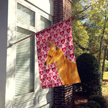 Load image into Gallery viewer, Min Pin Hearts Love and Valentine's Day Portrait Flag Canvas House Size
