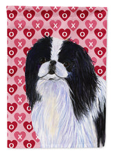 Load image into Gallery viewer, Japanese Chin Hearts Love and Valentine's Day Portrait Garden Flag – Decorative Outdoor Yard Flag