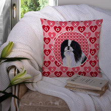 Load image into Gallery viewer, Japanese Chin Hearts Love and Valentine's Day Portrait Throw Pillow - 14x14 Decorative Pillow – Art for Your Home &amp; Patio SS4467PW1414