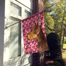 Load image into Gallery viewer, Doberman Hearts Love and Valentine's Day Portrait Flag Canvas House Size
