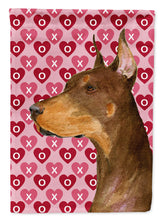 Load image into Gallery viewer, Doberman Hearts Love and Valentine's Day Portrait Flag Canvas House Size