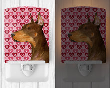 Load image into Gallery viewer, Doberman Hearts Love and Valentine's Day Portrait Ceramic Night Light SS4468CNL