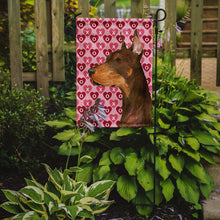 Load image into Gallery viewer, Doberman Hearts Love and Valentine's Day Portrait Garden Flag – Decorative Outdoor Yard Flag
